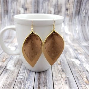 Gold tuffed design Faux Leather Earrings!